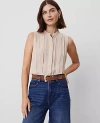 Ann Taylor Pintucked Button Shell Top In Toasted Oat