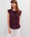 Ann Taylor Pintucked Cap Sleeve Top In Purple