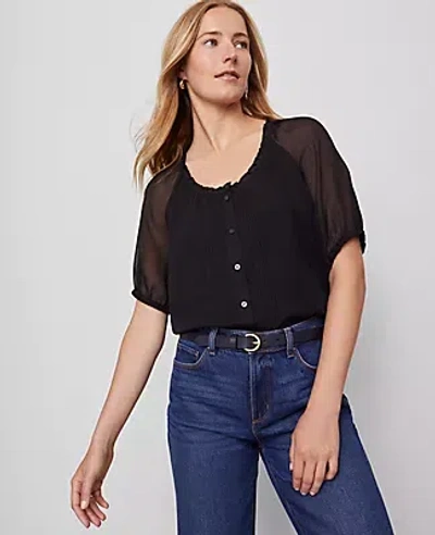 Ann Taylor Pintucked Raglan Popover Top In Black