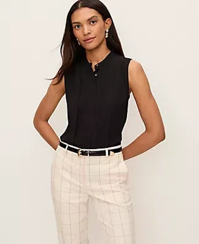 Ann Taylor Pintucked Sleeveless Shirt In Black