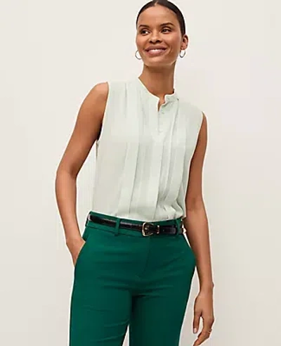 Ann Taylor Pintucked Sleeveless Shirt In White