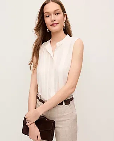 Ann Taylor Pintucked Sleeveless Shirt In Neutral