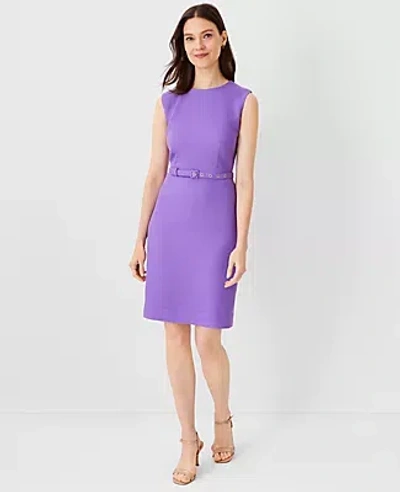 Ann Taylor Pique Belted Sheath Dress In Violet