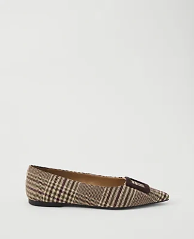 Ann Taylor Plaid Buckle Flat In Multi