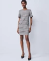 Ann Taylor Plaid Button Pocket Shift Dress In Multi