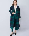 Ann Taylor Plaid Fitted Double Breasted Coat In Green