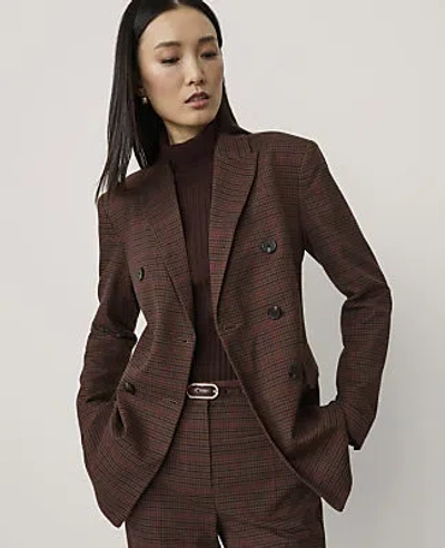 Ann Taylor Plaid Fitted Long Blazer In Multi