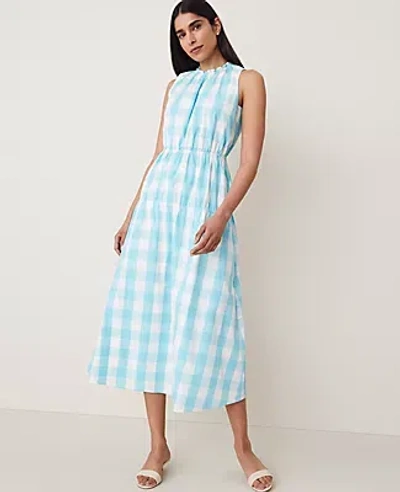 Ann Taylor Plaid Flare Midi Dress