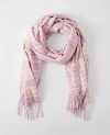Ann Taylor Plaid Fringe Scarf In Purple