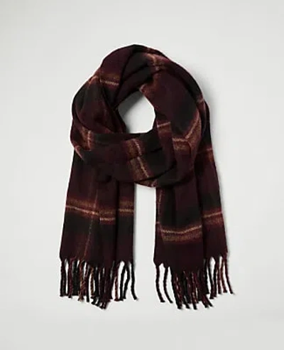 Ann Taylor Plaid Fuzzy Scarf In Black Multi