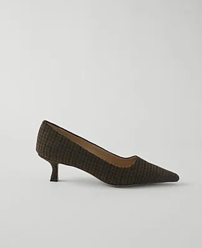 Ann Taylor Plaid Nip Toe Pump In Spice Brown