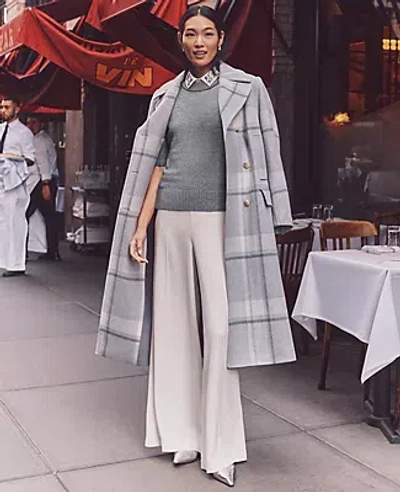 Ann Taylor Plaid Peacoat In Magnesium