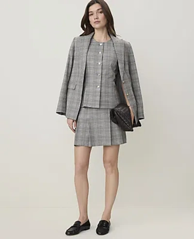 Ann Taylor Plaid Pleated Skirt In Blue Plaid