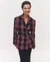 Ann Taylor Plaid Relaxed Double Breasted Blazer In Black