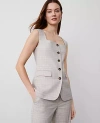 Ann Taylor Plaid Squared Neck Vest In Cashew Beige