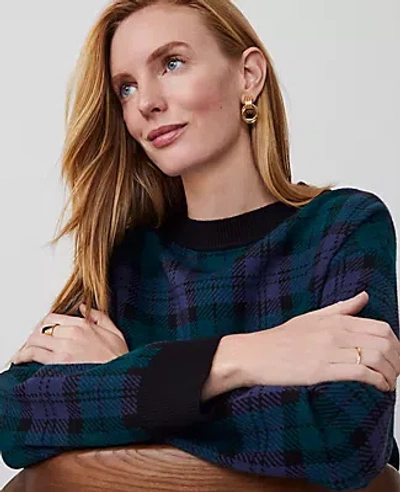 Ann Taylor Plaid Sweater In Rainforest