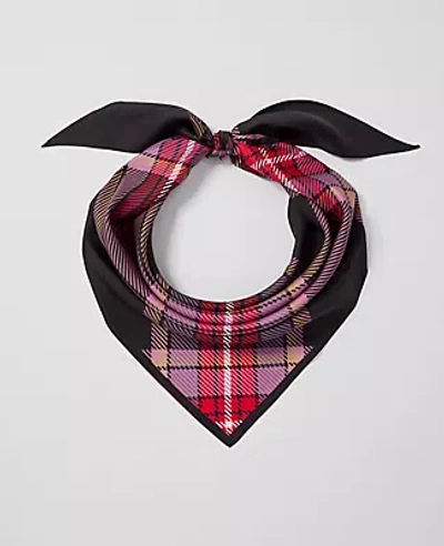 Ann Taylor Plaid Triangle Silk Scarf In Black