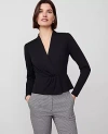 Ann Taylor Pleat Waist Wrap Top In Black