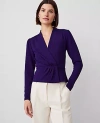 Ann Taylor Pleat Waist Wrap Top In Midnight Mulberry
