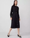 Ann Taylor Pleated Belted Midi Shirtdress In Black