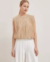 Ann Taylor Pleated Bubble Hem Top In Baguette
