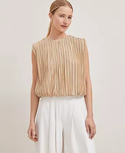 Ann Taylor Pleated Bubble Hem Top In Baguette