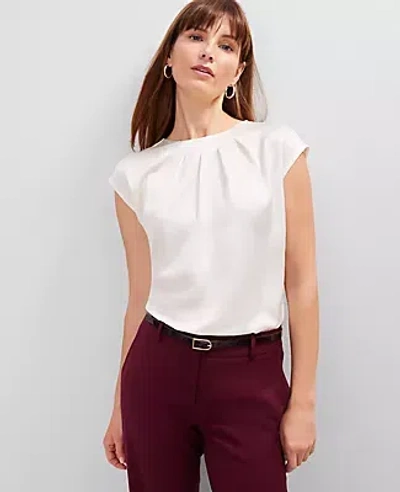 Ann Taylor Pleated Crew Neck Top