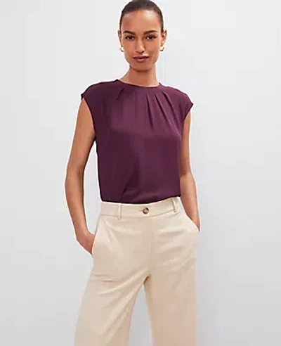 Ann Taylor Pleated Crew Neck Top