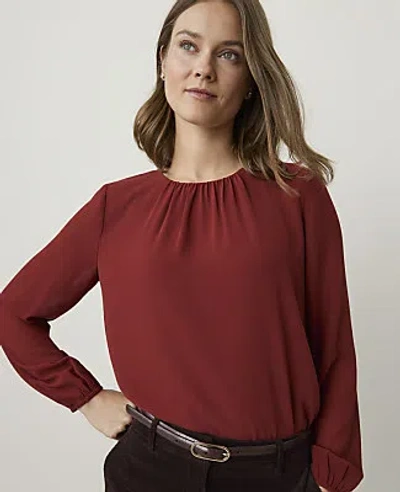 Ann Taylor Pleated Front Blouse In Red