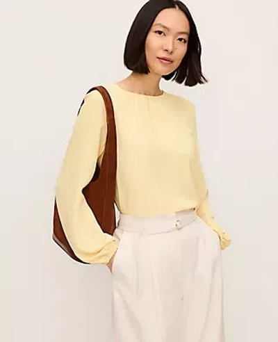 Ann Taylor Pleated Front Mixed Media Blouse