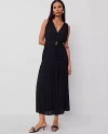 Ann Taylor Pleated Maxi Swing Dress In Black