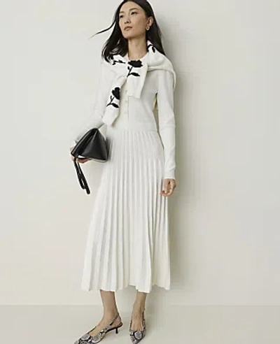 Ann Taylor Pleated Polo Midi Dress In Winter White