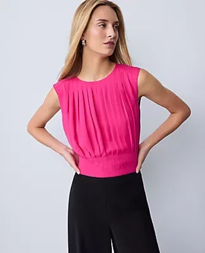 Ann Taylor Pleated Satin Tank Top In Pink