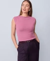 Ann Taylor Pleated Shoulder Sweater Top In Pink