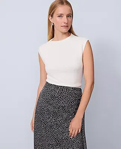 Ann Taylor Pleated Shoulder Sweater Top In White