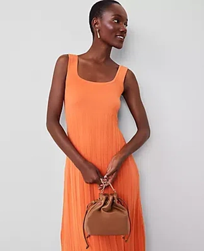 Ann Taylor Pleated Sweater Tank Dress In Dusty Orange