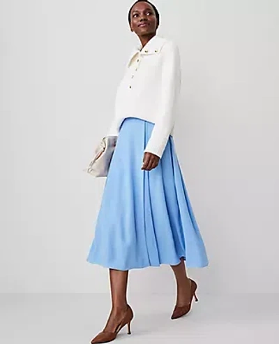 Ann Taylor Pleated Wrap Midi Skirt In Clear Skies