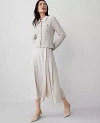 Ann Taylor Pleated Wrap Midi Skirt In Tahini