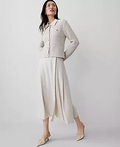Ann Taylor Pleated Wrap Midi Skirt In Tahini