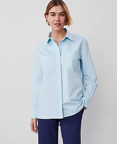 Ann Taylor Pocket Tunic Shirt In Nordic Sky Blue