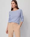 Ann Taylor Pointelle Boatneck Sweater In Blue