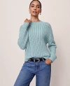 Ann Taylor Pointelle Mock Neck Sweater In Blue