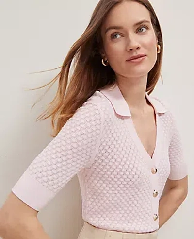 Ann Taylor Pointelle Polo Sweater In Potpourri