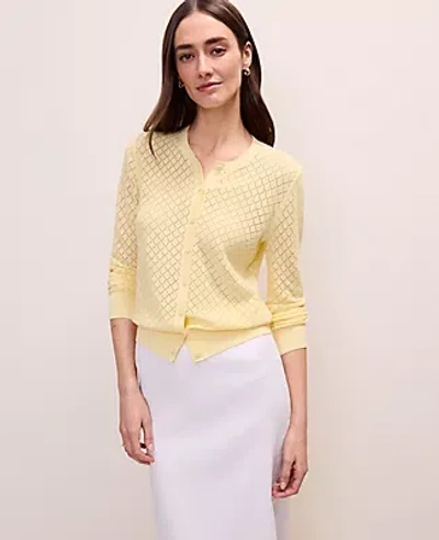 Ann Taylor Pointelle Stitch Ann Cardigan In Yellow