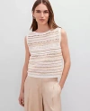Ann Taylor Pointelle Striped Sweater Shell Top