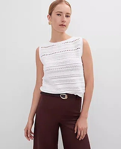 Ann Taylor Pointelle Striped Sweater Shell Top