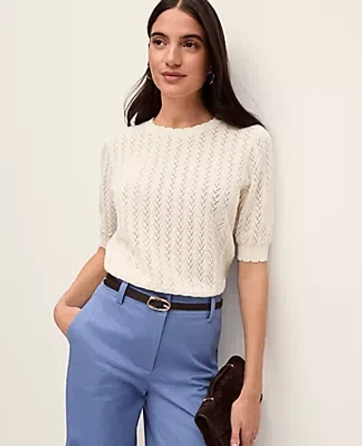 Ann Taylor Pointelle Sweater Tee In Neutral