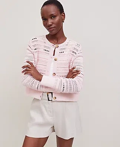 Ann Taylor Pointelle Textured Cardigan In Potpourri