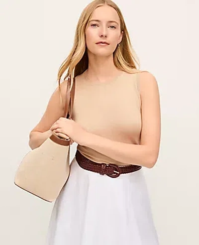 Ann Taylor Pointelle Trim Sweater Shell Top In Brown