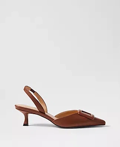 Ann Taylor Pointy Toe Buckle Leather Slingback Pumps